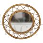 Round woven rattan wall mirror