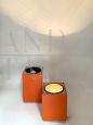 Pair of orange Athena cube wall lights, 1970s Italian design