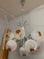 Large Mazzega design chandelier with glass spheres and 12 lights, 1970s