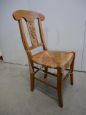 Set of 4 antique style honey walnut chairs with straw seat