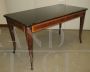 Vintage 60s table with black glass top and threaded decorations