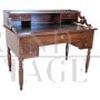 Antique Louis Philippe ladies' desk with upstand in solid walnut, 19th century