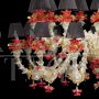 Rezzonico chandelier in white, gold and red Murano glass with black lampshades