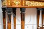 Antique sideboard or bookcase with rich inlays and bronze decorations