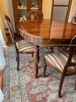 Set of 19th century extendable oval table with inlays + 4 chairs