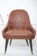 Vintage 60s armchairs in brick-colored skai