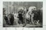 Antique print depicting Van Dyck greeting Rubens to go to Italy