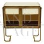 Striped glass sideboard in shades of brown  