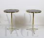 70s bistro side tables in brass with black glass top      