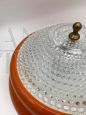 Pair of vintage 1960s ceiling lights in worked glass and orange metal