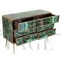 Wooden dresser covered in green malachite effect glass