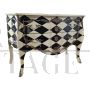 Baroque style chest of drawers with black and white diamonds