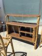 Vintage manao bamboo dry bar cabinet with two stools