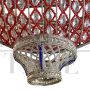 Boat-shaped chandelier covered with red Murano glass beads