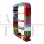 Art Deco style open bookcase in multicolored Murano glass