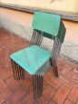 Set of 6 vintage green Formica chairs, Italy 1970s