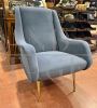 Mid-century modern Italian armchair in powder blue velvet