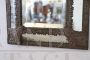 Small antique 19th century mirror in wood and embossed brass