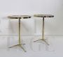 70s bistro side tables in brass with black glass top