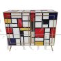 Mondrian style two-door sideboard in Murano glass