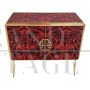 Two-door sideboard in red and black colored glass