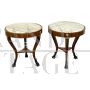 Pair of French antique style coffee tables with marble top, late 1900s