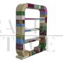 Art Deco style double-sided bookcase in multicolored Murano glass