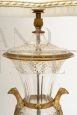 Antique French Empire lamp in gilded bronze and Bohemian crystal