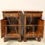 Pair of Louis Philippe capuchin bedside tables in walnut, Italy 19th century