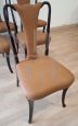 Set of 6 vintage 1950s rosewood and brown leather dining chairs