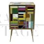 Small dresser with three drawers in multicolored Murano glass