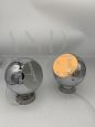 Pair of large Globe wall lights by Lamter with chrome spheres  