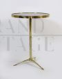 70s bistro side tables in brass with black glass top