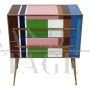 Dresser with two drawers in multicolored Murano glass