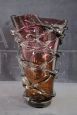 Large vintage amber and purple artistic Murano glass vase   