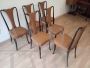 Set of 6 vintage 1950s rosewood and brown leather dining chairs