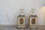 Pair of Capuani Este vases in white lacquered ceramic, Italy 1900s