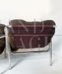 Pair of vintage armchairs in steel and brown Nubuck leather