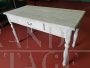 Shabby chic lacquered 19th century dining table with drawer