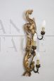 Antique style wall light with 3 light points in gilded wood