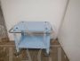 Industrial style light blue metal food trolley from the 70s