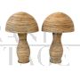 Pair of bamboo mushroom table lamps