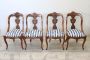 Set of four antique gondola chairs in carved walnut