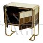 Striped glass sideboard in shades of brown