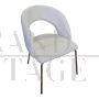 Design chair in white bouclé fabric   