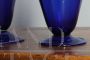 Pair of Art Nouveau amphora vases in cobalt blue Murano glass