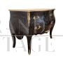 Baroque style dresser in black lacquered wood with golden top