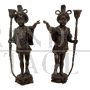 Pair of antique candlesticks with Venetian Moors in bronze, 20th century