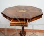 Antique Empire side table in walnut briar with drawer and inlay on the top