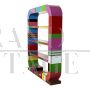 Art Deco style open bookcase in multicolored Murano glass